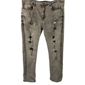 Modern Culture Men's Jeans Size 38x32 Thrashed‎ Distressed Stretch Gray Black